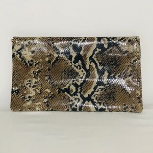 ANN TAYLOR Snake Skin Embossed Leather Clutch